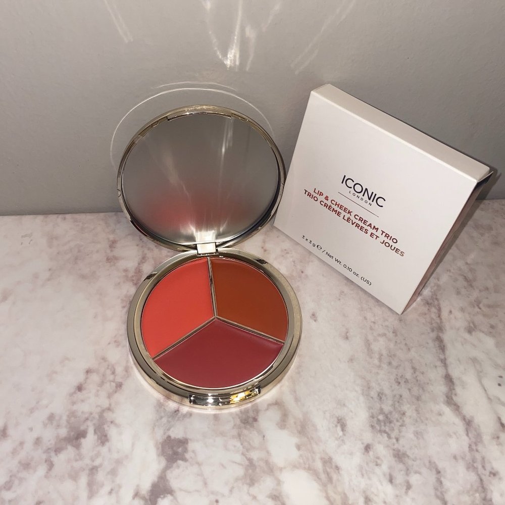 Iconic London Lip & Cheek Cream Trio Blush Lipstick Face Palette
